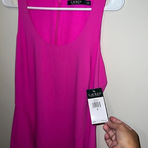 NWT LAUREN BY RALPH LAUREN FUSCHIA ELECTRIC PINK SHEATH DRESS - SIZE 4 - SO NICE - Picture 7 of 9